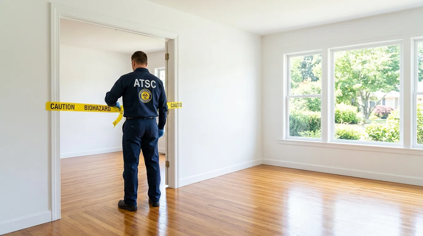 Certified biohazard cleanup crew performing Decomposition Cleanup in Clayton